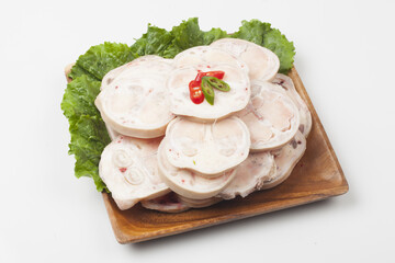 A soup made with beef feet and simmered thoroughly.
