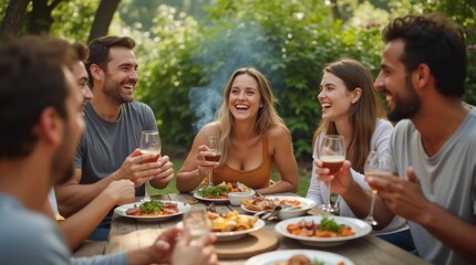 Backyard Barbecue with Cheerful Friends