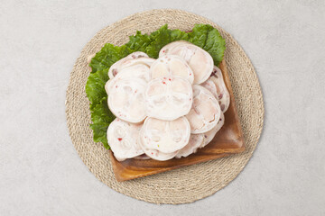 A soup made with beef feet and simmered thoroughly.
