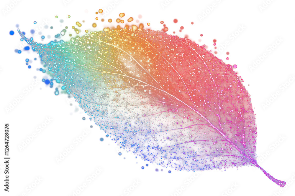 Wall mural png colorful leaf shape light glitter background particles sparkle.
