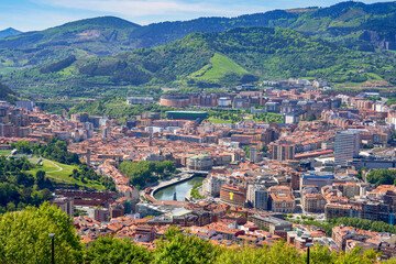 Naklejka premium Bilbao city view from the top of Artxanda Mount