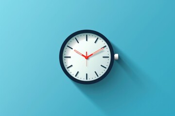 Business clock icon in flat style with a minimalist timer, set against a vibrant blue background