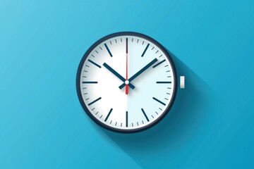 Business clock icon in flat style with a minimalist timer, set against a vibrant blue background
