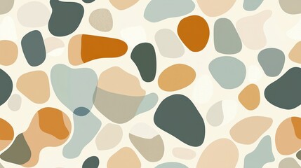 A seamless pattern of abstract blob shapes in muted tones for a modern look.