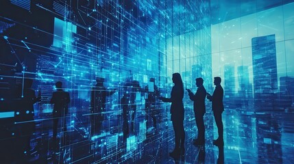 Digital transformation event business networking in urban tech hub futuristic environment