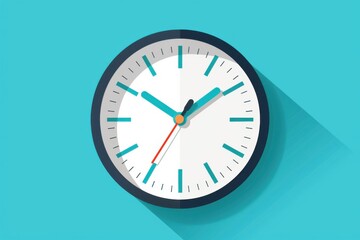 Business clock icon in flat style with a minimalist timer, set against a vibrant blue background