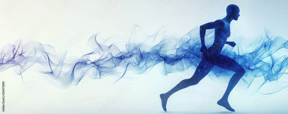Aufkleber dynamic running silhouette abstract environment digital art conceptual motion visualization