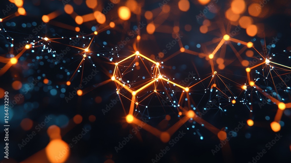 Poster close-up of dynamic molecular connections in a futuristic digital universe abstract visuals