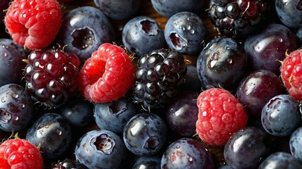 Fresh berries, mixed berries bowl, raspberries, blueberries, blackberries, organic fruit, healthy snack, antioxidant-rich food, summer berries