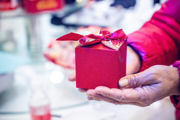 holding wedding candy gift box background material