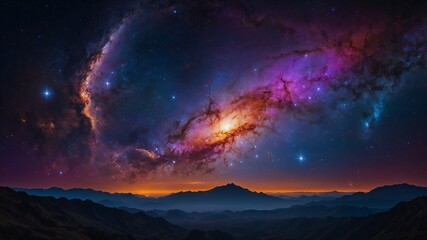 Deep space nebula, cosmic galaxy, interstellar cloud, vibrant celestial scene, outer space photography, colorful universe, distant star cluster, astronomy background