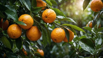 Fresh oranges, ripe citrus fruit, organic tangerines, wooden crate of oranges, natural fruit arrangement, rustic citrus display, healthy vitamin C source, farm-fresh oranges, vibrant orange color