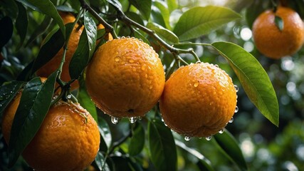 Fresh oranges, ripe citrus fruit, organic tangerines, wooden crate of oranges, natural fruit arrangement, rustic citrus display, healthy vitamin C source, farm-fresh oranges, vibrant orange color