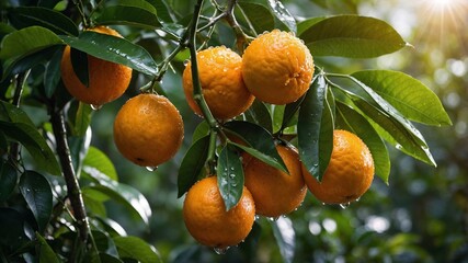 Fresh oranges, ripe citrus fruit, organic tangerines, wooden crate of oranges, natural fruit arrangement, rustic citrus display, healthy vitamin C source, farm-fresh oranges, vibrant orange color