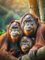 Fototapeta premium Orangutan family