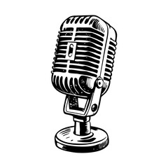 Fototapeta premium Radio mic vector illustration in vintage style