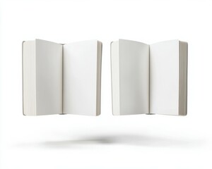 Dust Jacket. Two White Hardcover Books with Empty Dust Jacket Covers Floating in Air