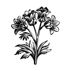 Vintage illustration of a flowers bunch