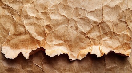 Crumpled brown paper texture with torn edges, suitable for backgrounds in design projects