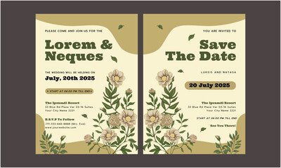 Wedding Invitation Template. Simple and elegant wedding card template. Design illustration for wedding, vip cover, poster, rsvp modern card.