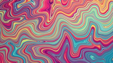 Obraz premium Psychedelic Liquid Wave Pattern with Neon Pink and Yellow Flowing