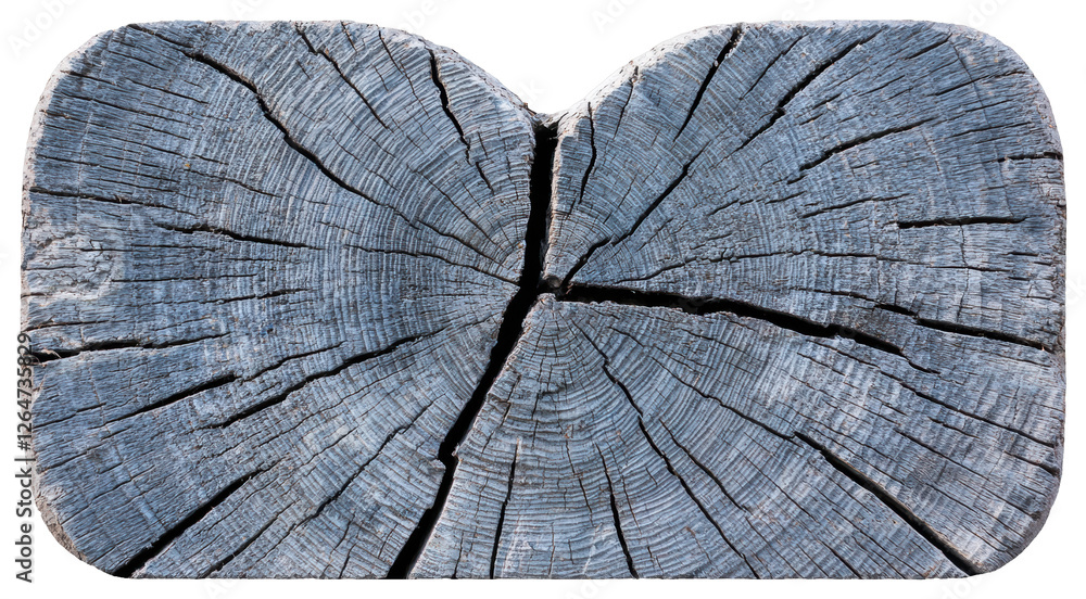 Poster macro cross section of grey wood with tree rings and visible grain on transparent background