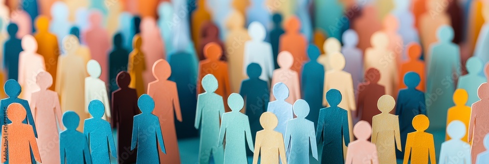 Poster this image features an array of colorful paper figures, symbolizing unity, diversity, togetherness, 