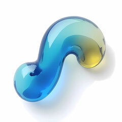 Abstract Blue and Yellow Glass Liquid Swirl Design Element 3D Render