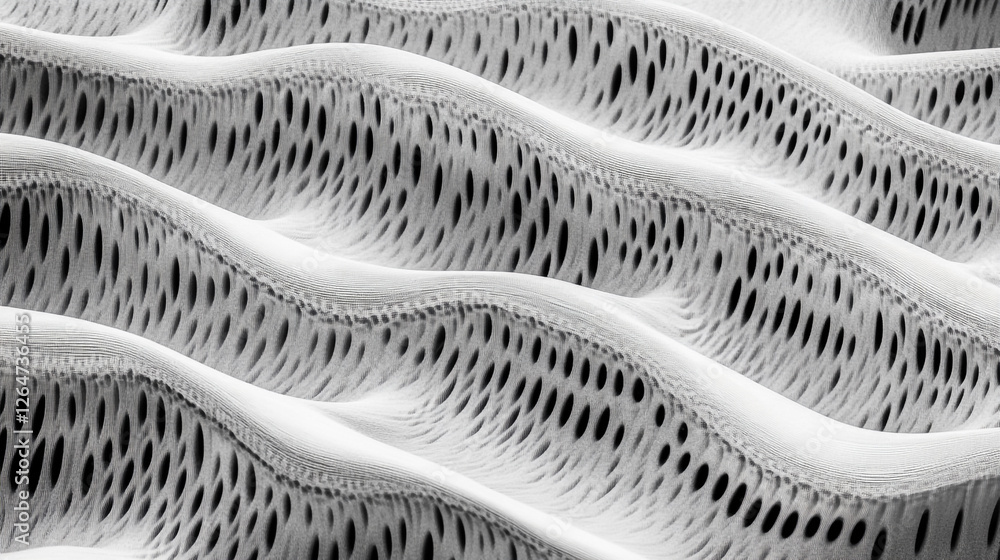 Poster Intricate patterns of flowing waves create an abstract landscape of black and white textures showcasing depth and movement in design
