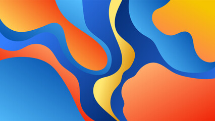ABSTRACT BACKGROUND ELEGANT GRADIENT BLUE ORANGE WITH HAND DRAWN ORGANIC SHAPES SMOOTH COLOR DESIGN VECTOR TEMPLATE GOOD FOR MODERN WEBSITE, WALLPAPER, COVER DESIGN 