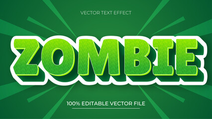 Zombie editable text effect in 3d style with green color