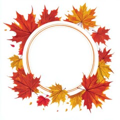 Obraz premium Fall Festival Flyer. Creative Business Card Design with Colorful Maple Leaves and Floral Elements