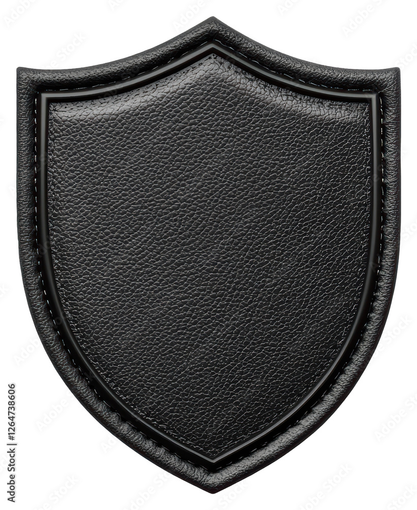 Poster monochrome metallic shield with black frame on transparent background for graphic design