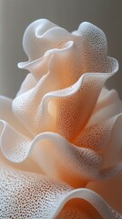 Fototapeta premium Delicate translucent flower-like sculpture with flowing curves against a soft background