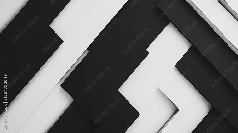 Poster dynamic interplay of black and white geometric shapes creating a striking visual rhythm
