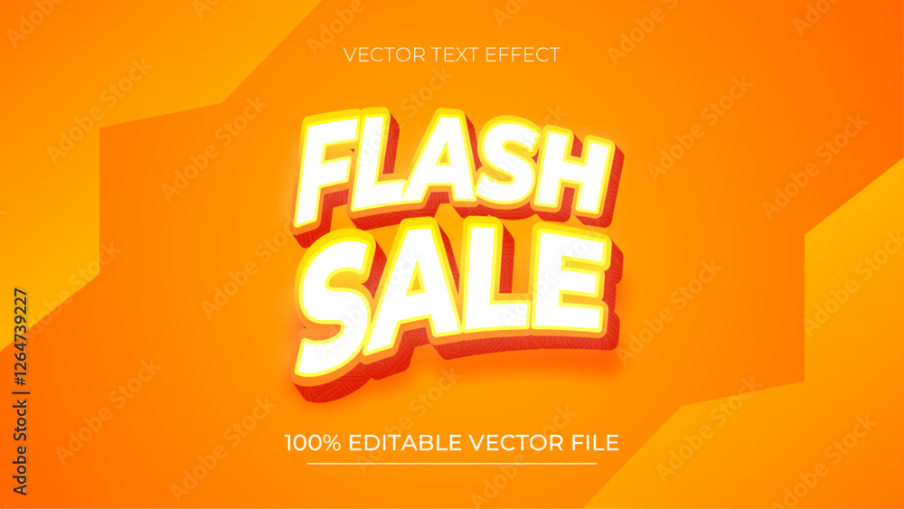 Aufkleber flash sale text in white and orange color combination style editable text effect