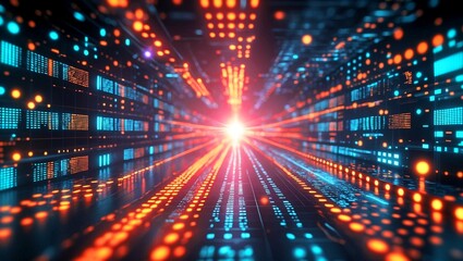 Vibrant abstract data stream with dynamic digital effects