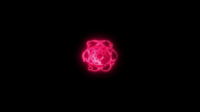 Glowing Nanotechnology Icon and Symbol in HD &ndash; Neon Animation on Black Background