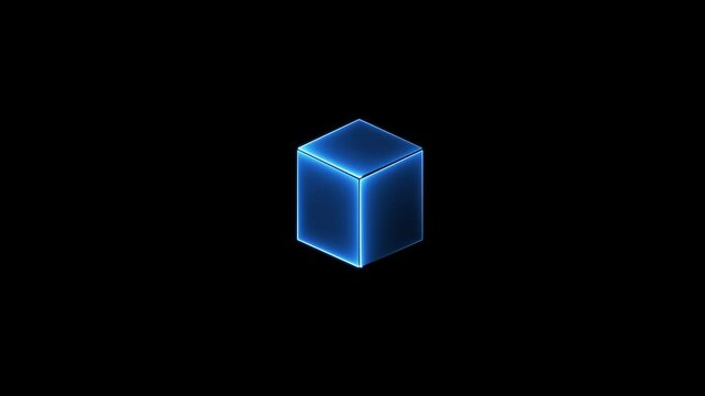 Glowing looping pentagonal neon square frame effect, black background. Technology Sign, Colorful Neon Figure On Black Background. High-Tech Icon, Neon Illustration glowing animation black background