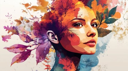 A composite image of a woman's profile and floral motifs, promoting mental health awareness on International Women's Day