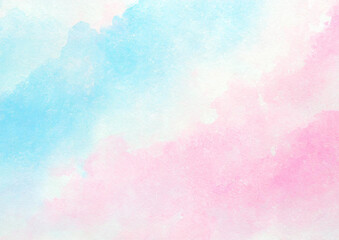 ピンクと水色の和紙水彩背景