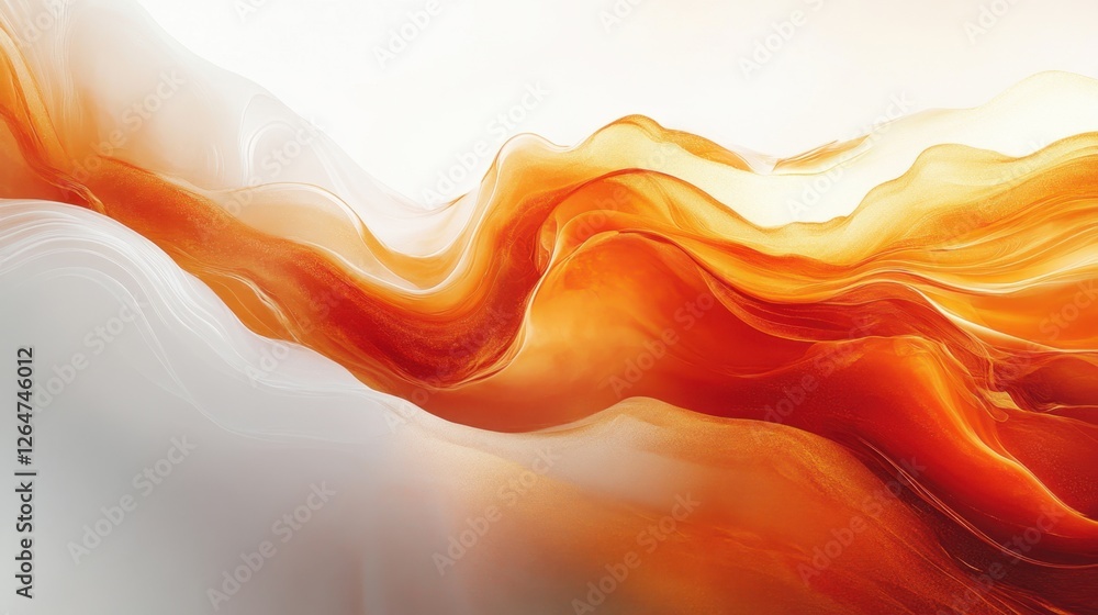 Aufkleber luminous flowing shapes. bright gradients in persimmon and ghost white. drifting curves merging into