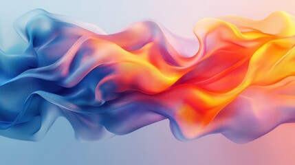 Obraz premium Luminous flowing shapes. Bright gradients in opal blue and sunflower orange. Serene curves merging into abstract designs.