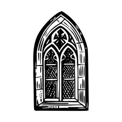 Vintage illustration depicting a beautiful church window