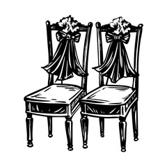 Wedding chairs vintage style illustration