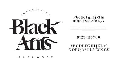 Blackants typography beauty fashion elegant minimalist serif italic fonts decorative wedding vintage retro logos. Minimal luxury font alphabet logo. Vector illustration