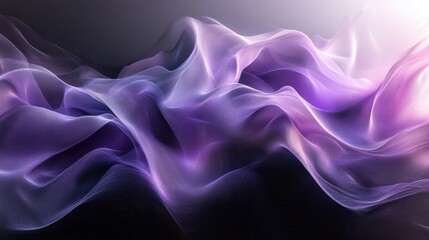 A purple and black wave of fabric with a white background. The wave is very long and has a lot of detail