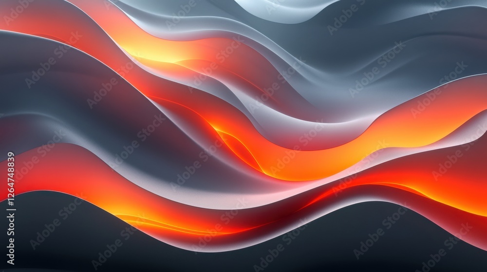 Aufkleber luminous flowing shapes. bright gradients in cloud gray and fire red. diffusing curves merging into 