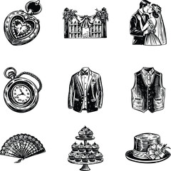 Bundle of Vintage Matrimony Illustrations

