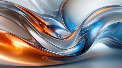 Luminous flowing shapes. Bright gradients in mocha brown and glacier blue. Expansive curves merging into abstract designs.